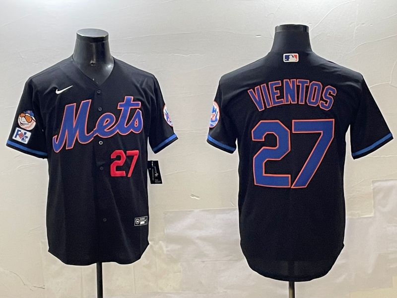 Men New York Mets 27 Vientos Black Game 2025 Nike MLB Jersey style 4